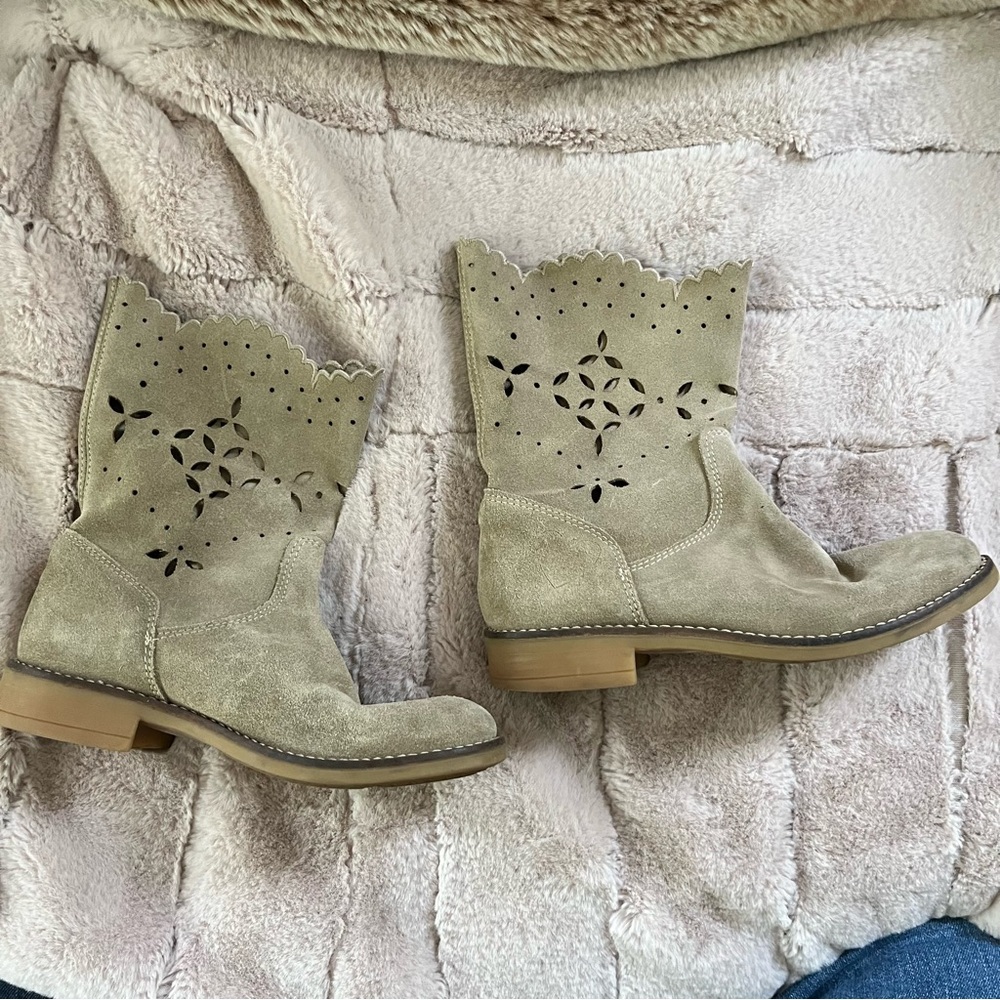 Twin-Set Cut Out Suede Short Boots Vera Pelle Made in Italy - 32/1